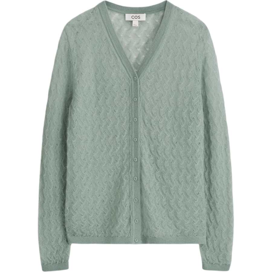 COS Knitwear Women's Light Blue V Neck Thin Cardigan