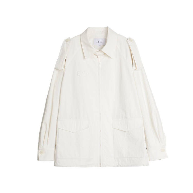 ELLE Cropped Coats Women's Ecru Lapel Moderate
