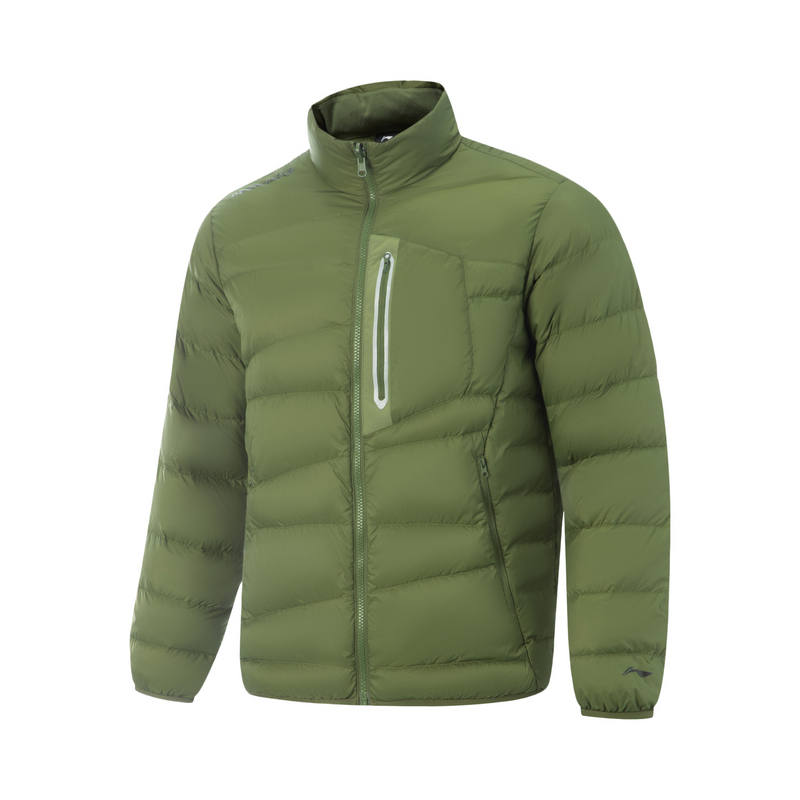 Li-Ning Li Ning Down Jackets Men's Moss Green Stand Collar Thickened