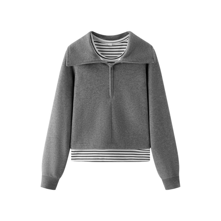 Semir Sweatshirts Women's Lapel Moderate Regular