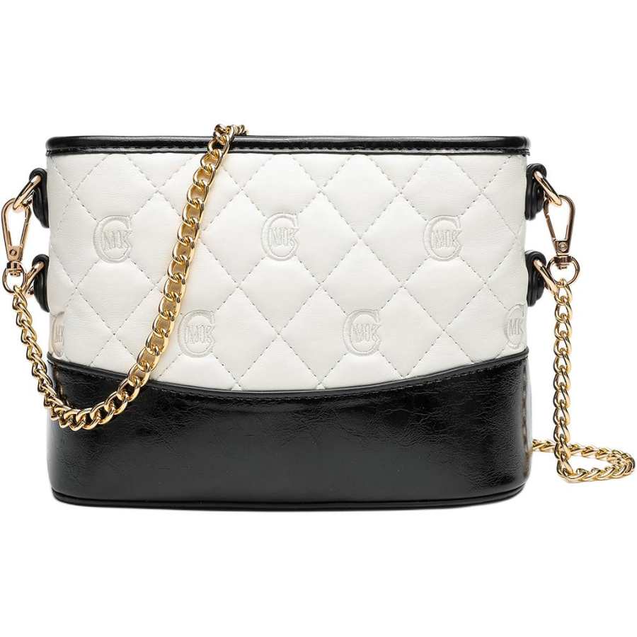 PAYOT Synthetic Leather Crossbody Bags Regular Women's Black White/White Brown
