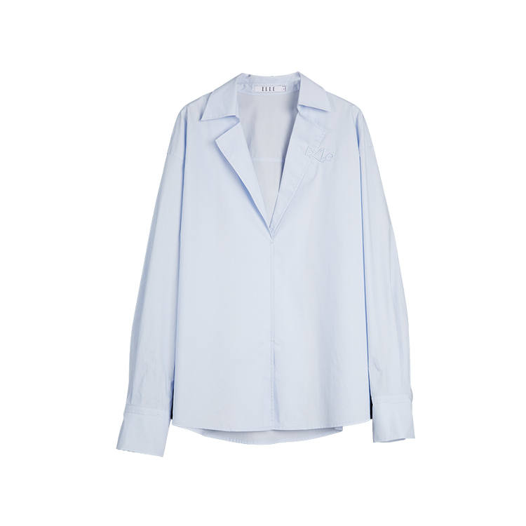 ELLE Shirts Women's Blue Lapel Moderate