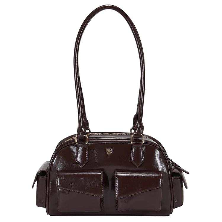 Teenie Weenie PU With Synthetic Leather Boston Bag, Shoulder Bag Women's Brown/Black