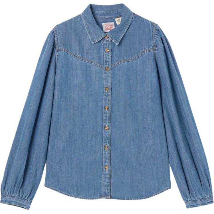 Levis Denim Jackets Women's Denim Blue Lapel Moderate Straight Fit