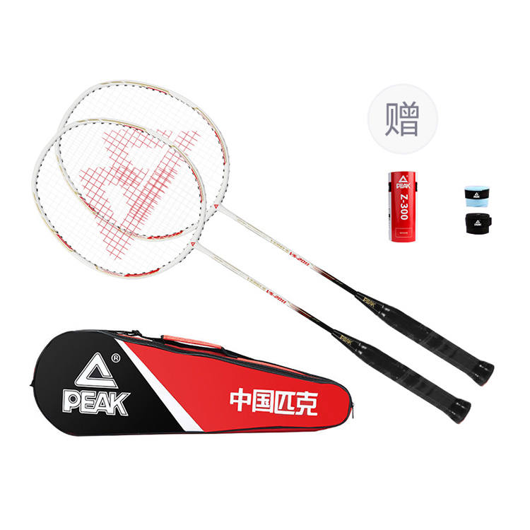 PEAK PEAK Carbon Composite Badminton Rackets Double Rackets, Pre Strung Black