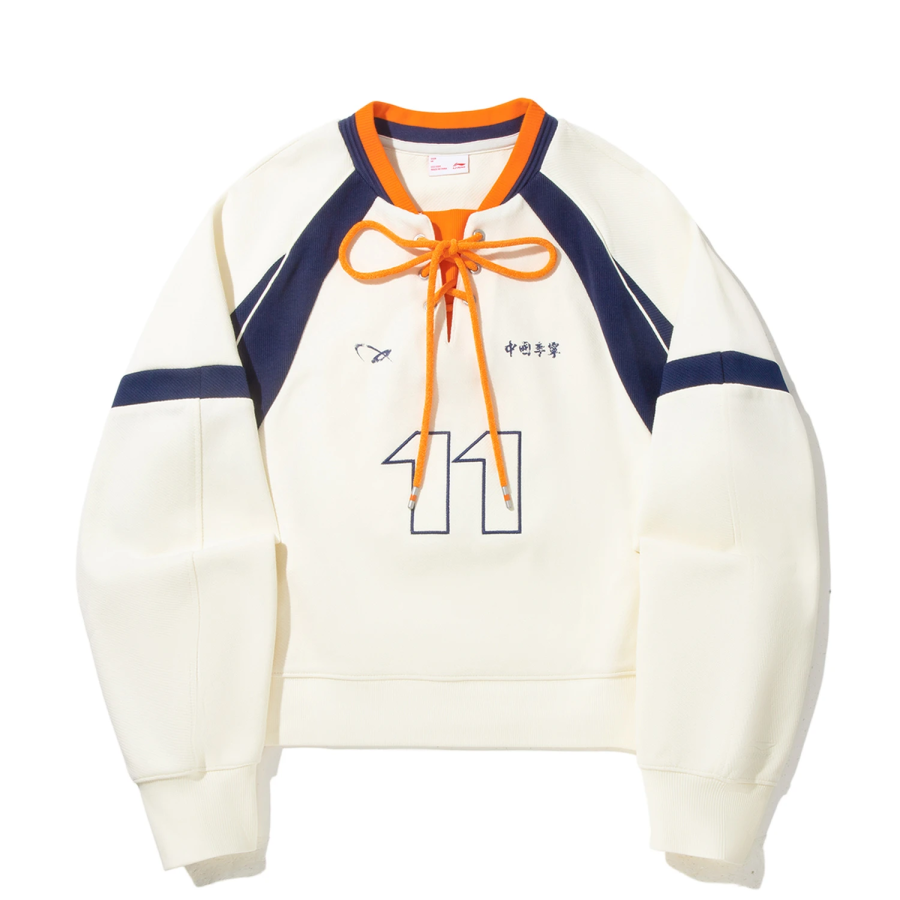 Li-Ning Li Ning Sweatshirts Women's M Of Pearl White/Deep Blue/Carrot Orange Moderate Regular