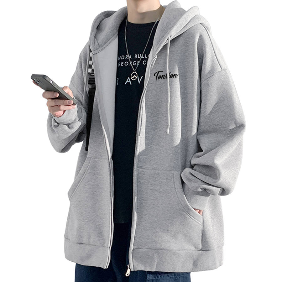 Tonlion Sweatshirts Unisex Hooded Non Detachable Moderate