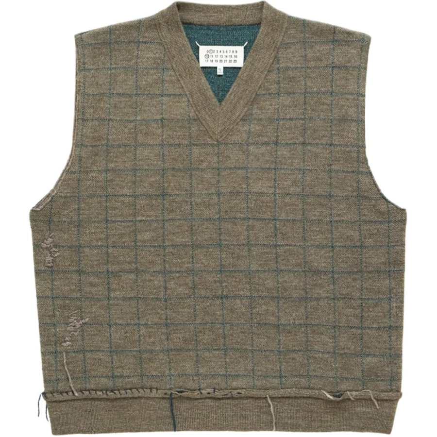 Maison Margiela checked V-neck vest