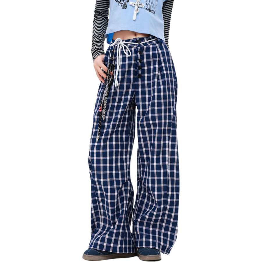NEVER RULE NEVER RULE Casual Pants Women's Blue Moderate Snap Button Pants