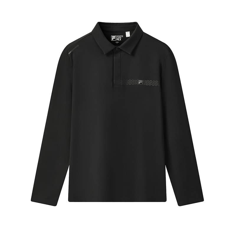 FILA WHITE Polo Shirts Men's Jet Black Polo Collar Moderate Straight Fit