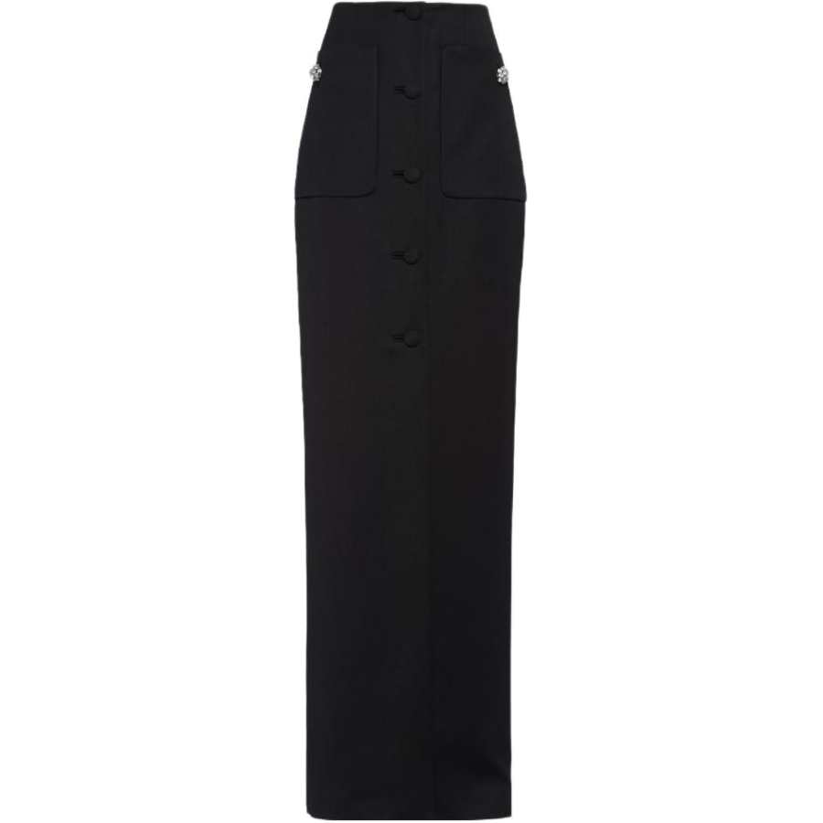 PRADA crystal-button wool maxi skirt