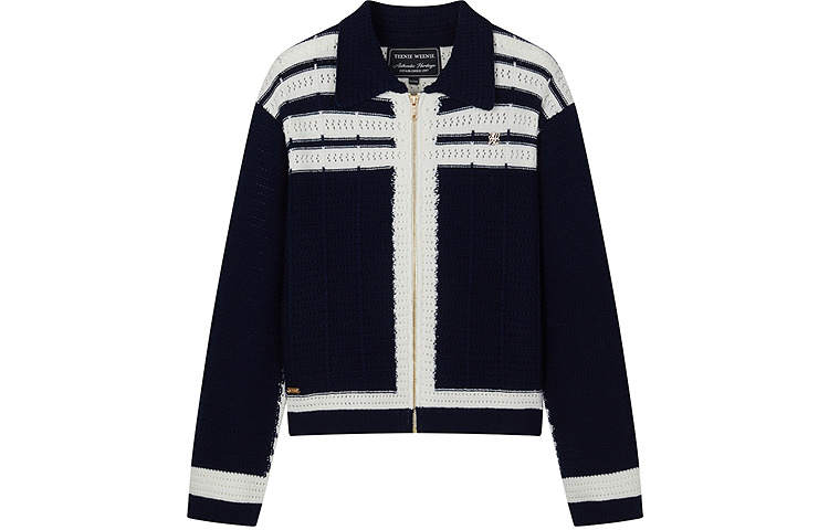 Teenie Weenie Knitwear Women's Navy Blue Lapel Moderate Cardigan