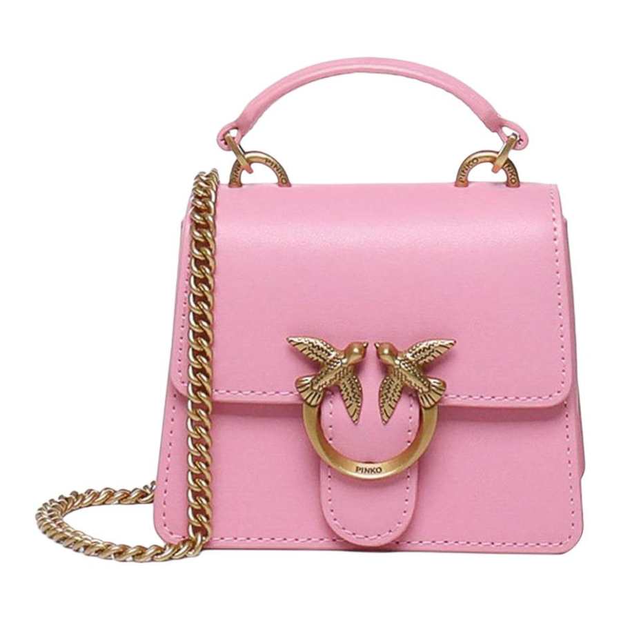 PINKO LOVE Cow Leather Handbag Mini Women's Rose Pink