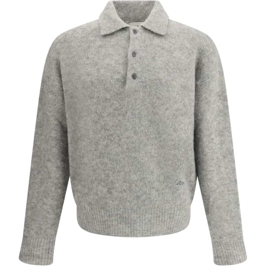 AMIPARIS Ami Paris Logo Embroidered Long Sleeved Polo Shirt
