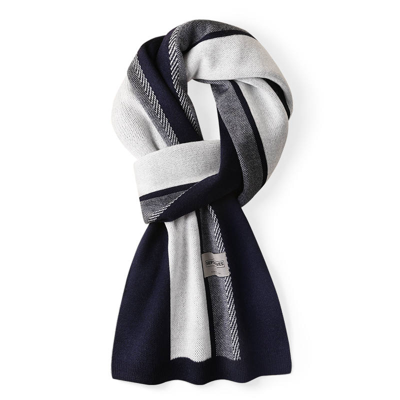 SEPTWOLVES Wool Cashmere Fall Winter Outdoor Cycling Cold Resistant Thermal Men's Knit Scarf Unisex