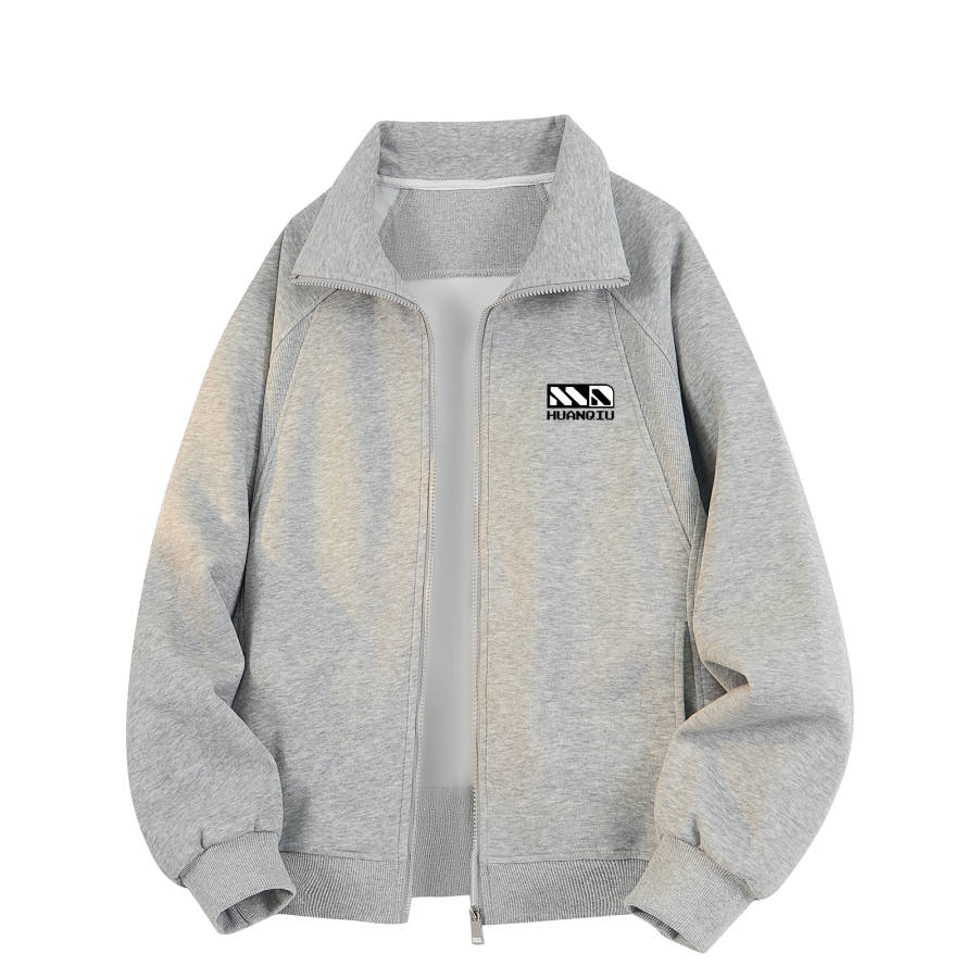 HUANQIU Sweatshirts Unisex Lapel Moderate Cardigan