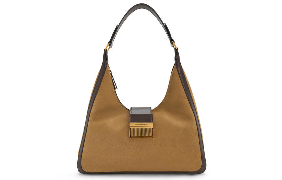 CHARLES&KEITH Synthetic Leather Shoulder Bag Large Women's Sandy Brown