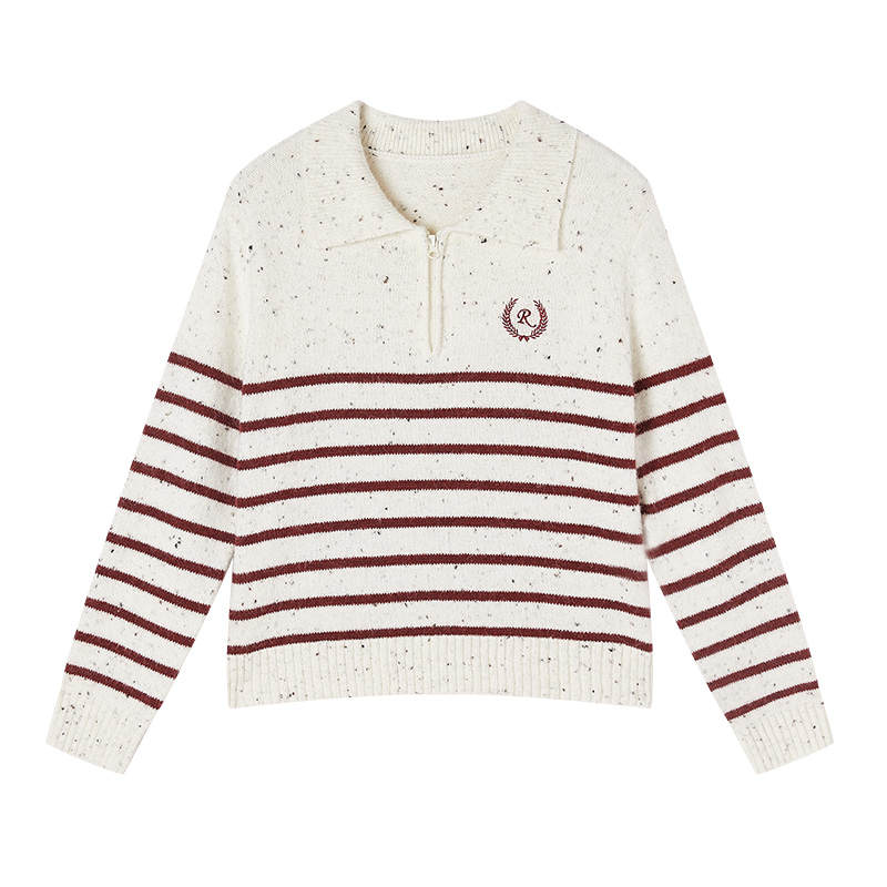 XIANGYING Knitwear Women's Ecru Lapel Moderate