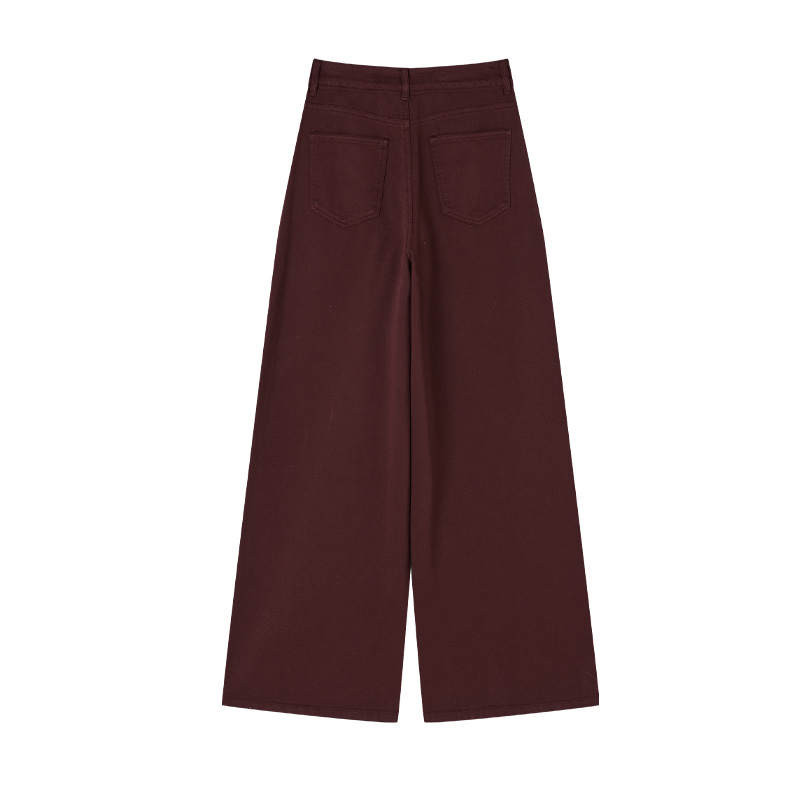 XIANGYING Jeans Women's Red Moderate Wide Leg Pants