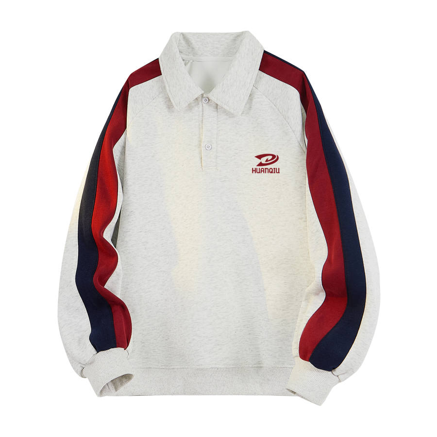 HUANQIU Sweatshirts Unisex Polo Collar Moderate Heavyweight