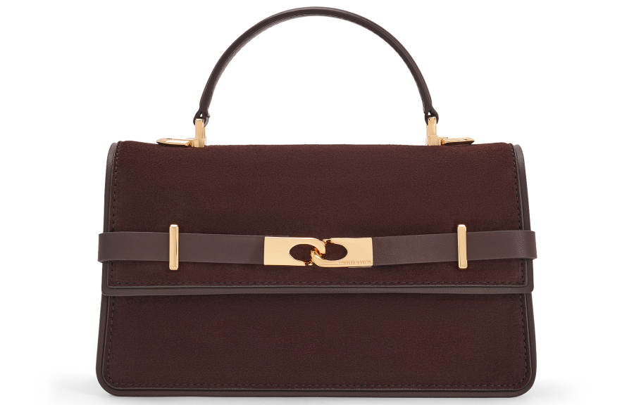 CHARLES&KEITH Synthetic Leather Handbag Small Women's Coffee Brown