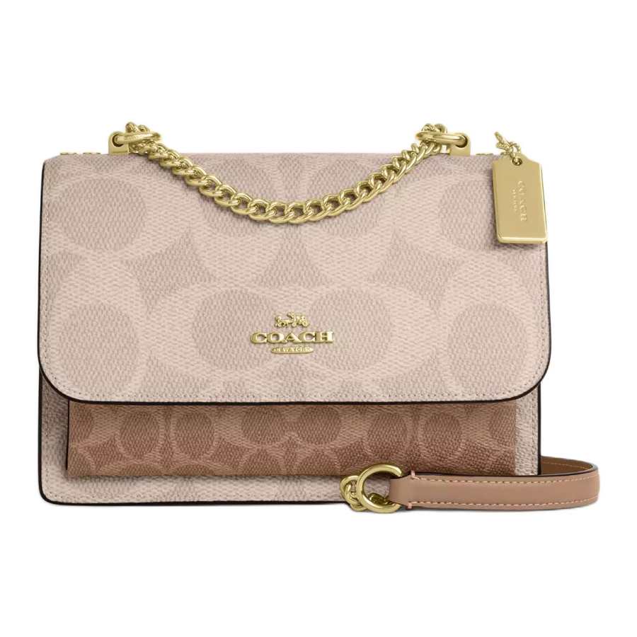 COACH Klare Coated Canvas Crossbody Bags Small Women's Sand & Brown & Umber