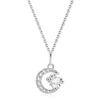 MGS 999 Silver Zircon Necklaces Women's Present Box