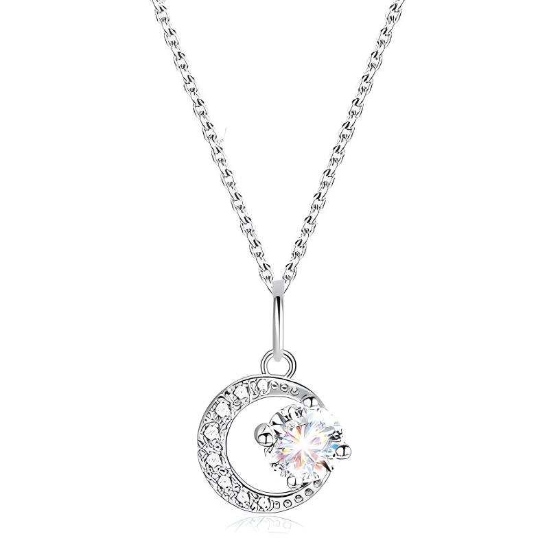 MGS MGS 999 Silver Zircon Necklaces Women's Present Box