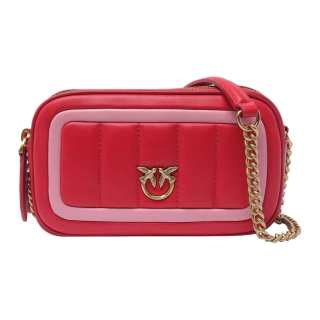 PINKO Leather Shoulder Bag, Crossbody Bag Small Women's Red