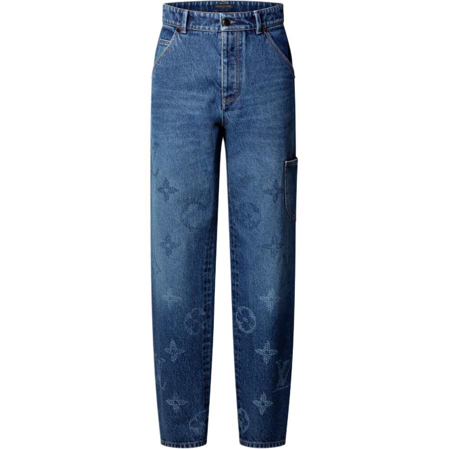 LOUIS VUITTON Jeans Men's Blue Moderate Straight Fit Pants