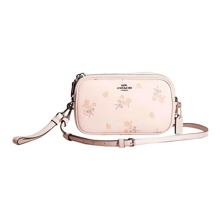 COACH Sadie Print Coated Canvas Handheld Shoulder Bag, Crossbody Bag Small Women's Ice Pink