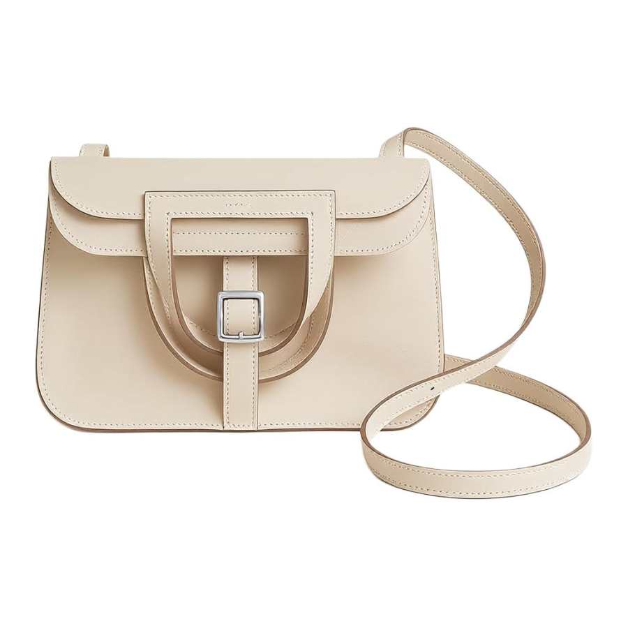HERMES Halzan Swift Leather Handbag 22 Women's Milkshake White