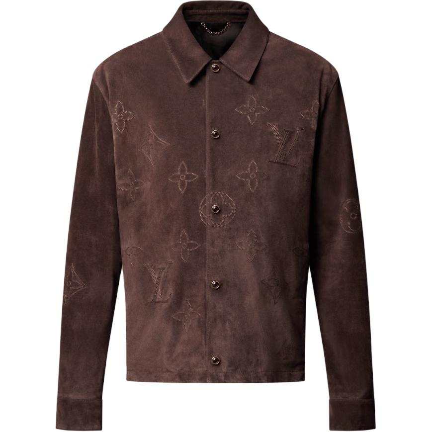 LOUIS VUITTON LOUIS VUITTON Monogram Embroidered Suede Overshirt