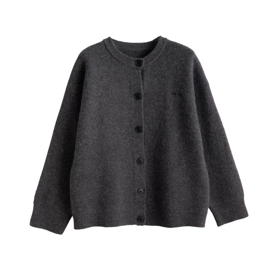 Tonlion Knitwear Women's Medium Heather Gray Crew Neck Moderate Cardigan