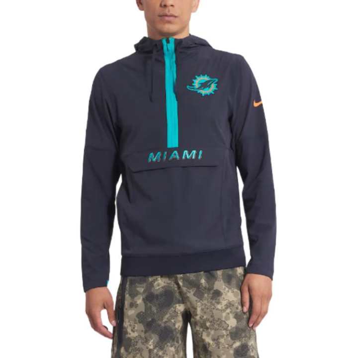 Nike Nike Miami Dolphins Rivalries Collection Sideline Anorak Men's Nike Nfl 1/2-Zip Hooded Jacket