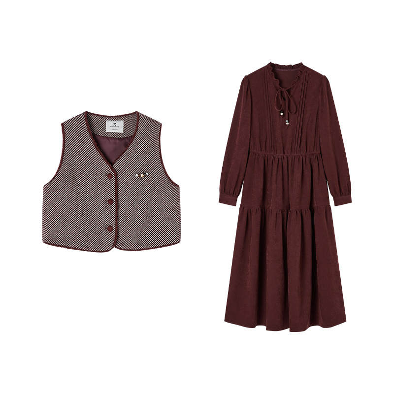 XIANGYING Two Piece Skirt Sets Women's Red Moderate