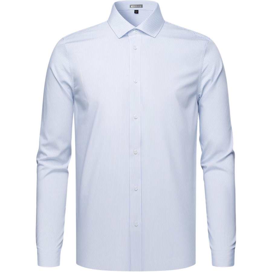 Hodo Shirts Men's Blue Pinstripe Lapel Moderate Shirt