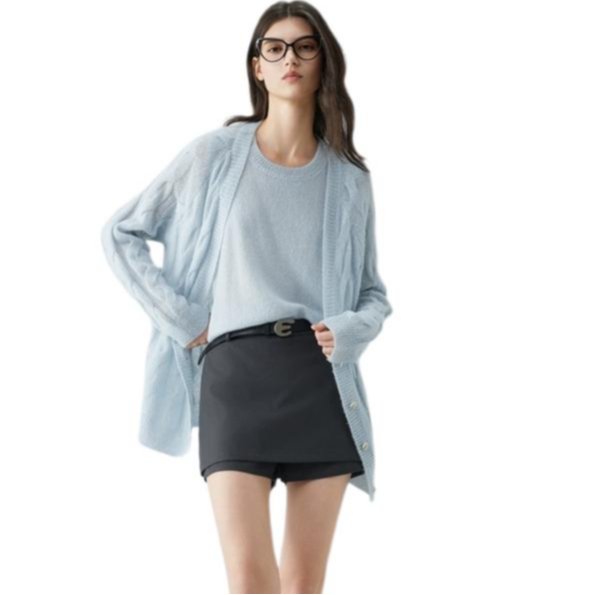 ELLE Casual Suits Women's Light Blue V Neck Moderate Other