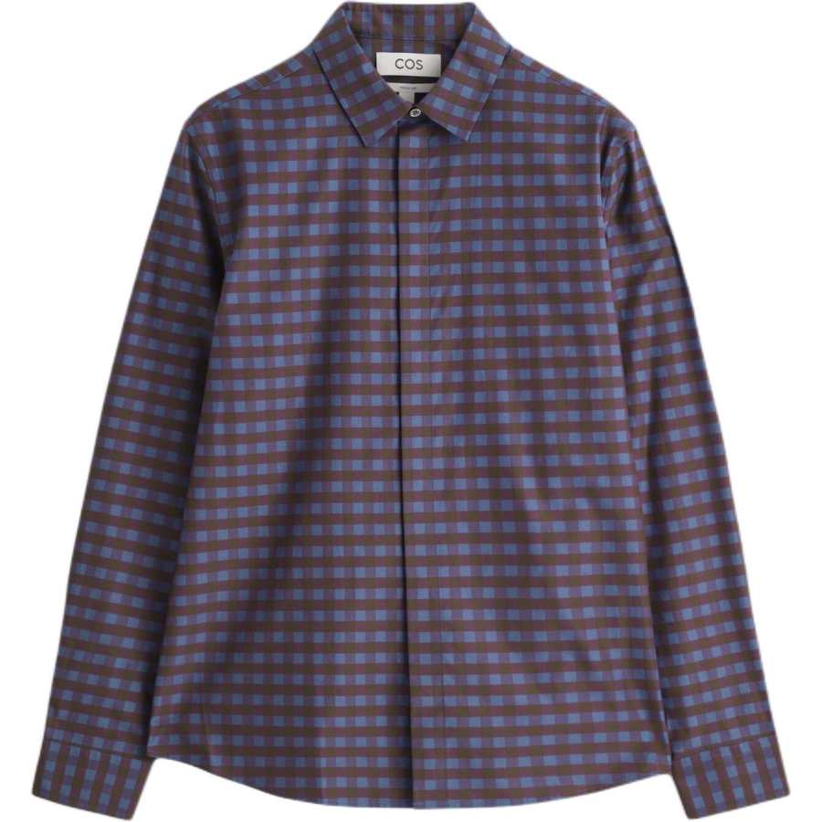 COS Shirts Men's Burgundy/Blue Pointed Collar Moderate