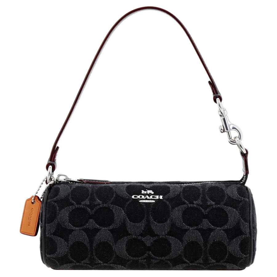 COACH Nolita Iconic Denim With Smooth Leather One Shoulder Handbag Small Women's Black