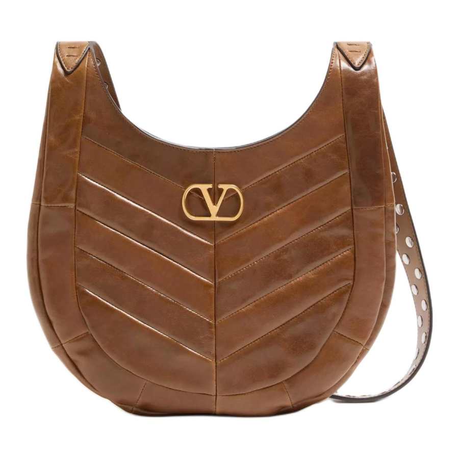 Valentino Sheepskin Hobo Bag Shoulder Bag Small Women's Brown