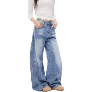 COLDSTONE Jeans Unisex Washed Blue Moderate Straight Fit Pants