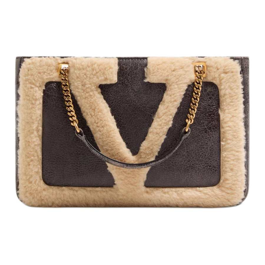 Valentino Lambskin Handbag Small Women's Brown