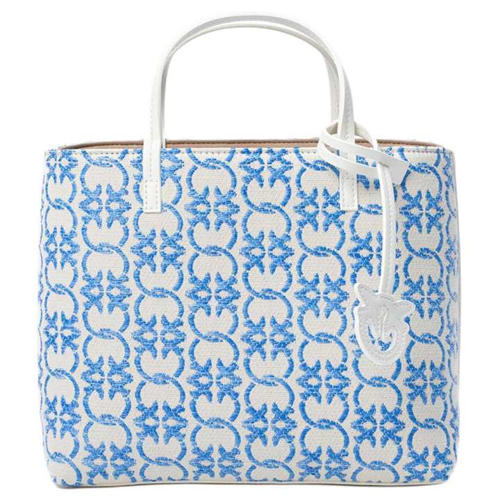PINKO PINKO Polyethylene With Polyurethane With Cow Leather Handbag Women's Blue & White