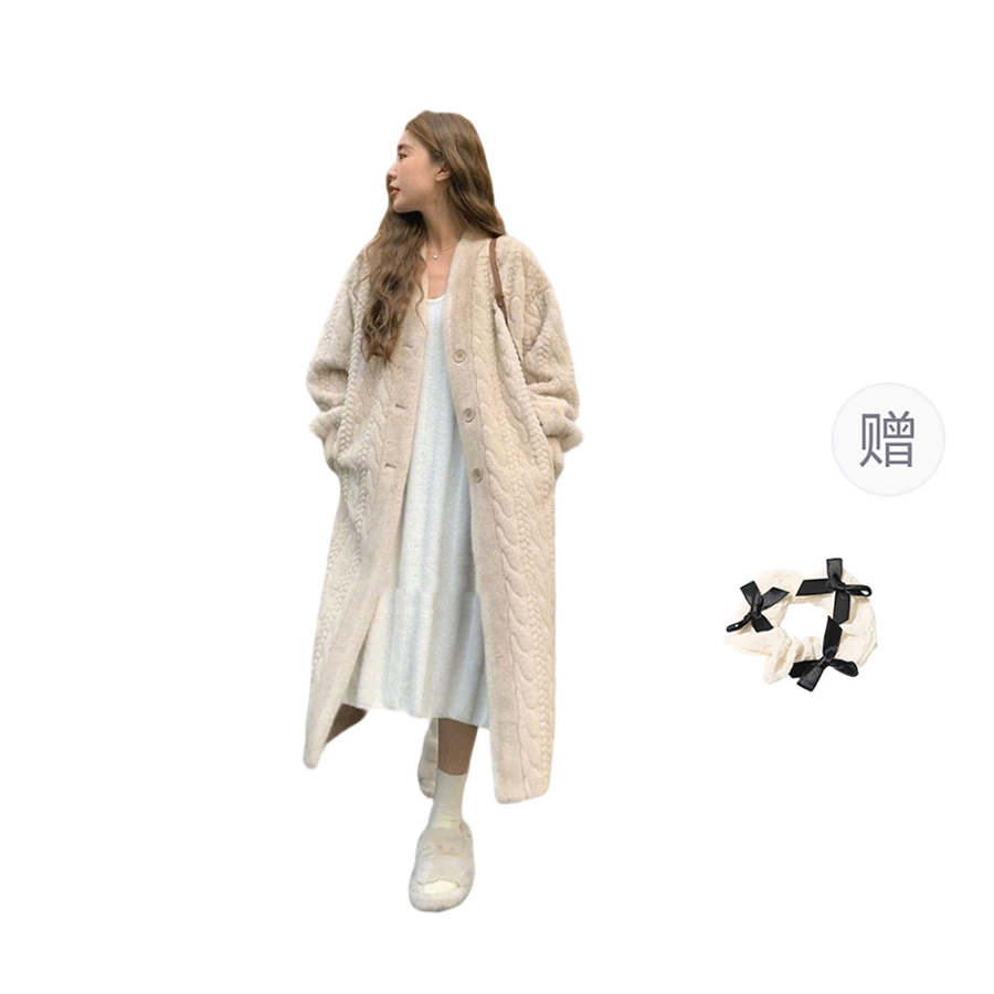CPAURA Furs Women's Apricot+Bowknot Hair Tie Comes With Collarless Moderate