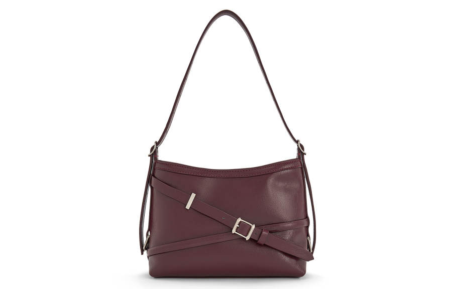 CHARLES&KEITH Pu Handbag Small Women's Noir Black/Wineberry Red Fuchsia