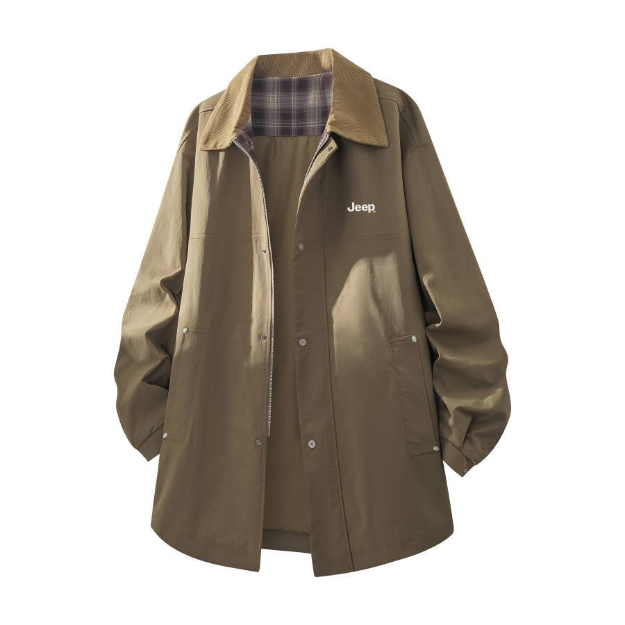 Jeep Trench Coats Unisex Lapel Moderate Other