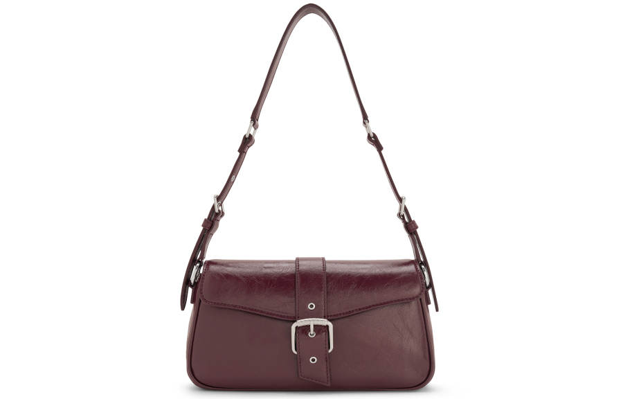 CHARLES&KEITH Pu Shoulder Bag Small Women's Noir Black/Pewter Tin Gray/Wineberry Red Fuchsia