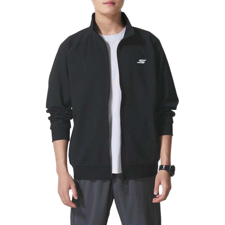 Skechers Jackets Unisex Smoke Black/03K8 Stand Collar Moderate Multi Pocket Knitted