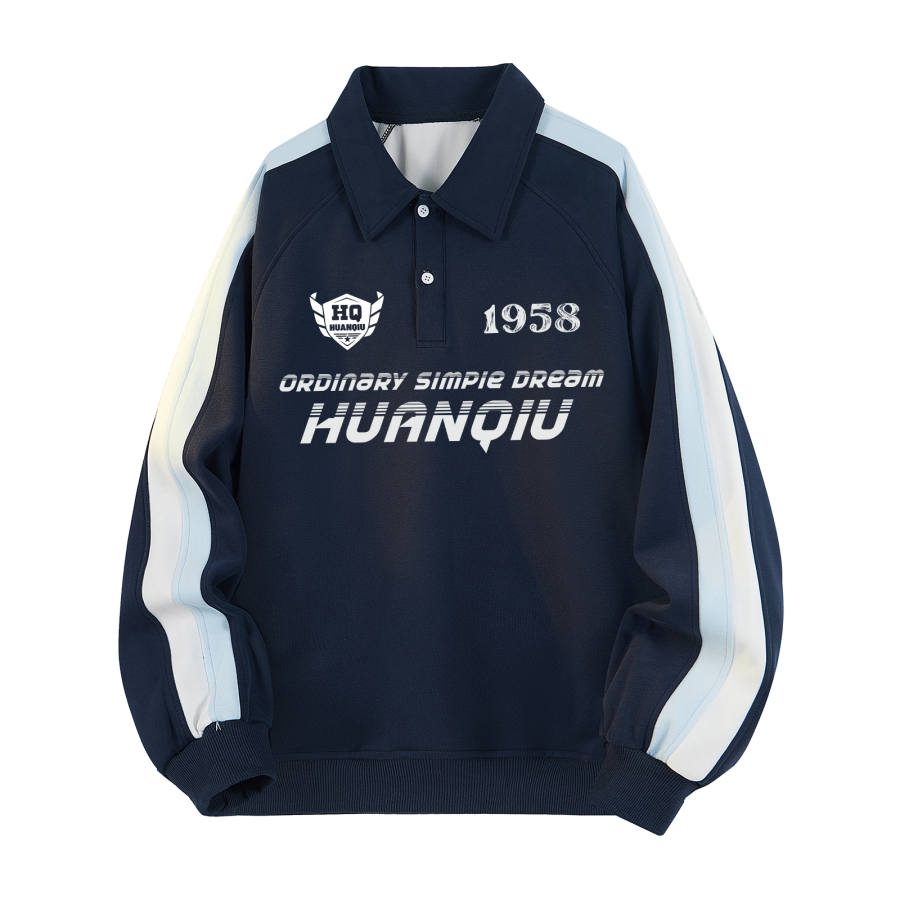 HUANQIU Sweatshirts Unisex Polo Collar Moderate Heavyweight